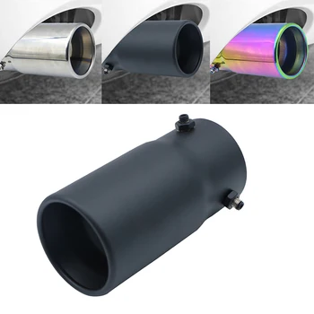 ユニバーサルステンレススチールカーエキゾーストマフラーチップ、ラウンドクロームテール、シルバーアウトドアアクセサリー、70mm