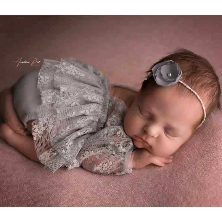 Newborn Photography Props for Baby Girl Lace Outfits Bodysuit Headband Pillow Clothes Fotografia Accessories Studio Photo Props - view 3