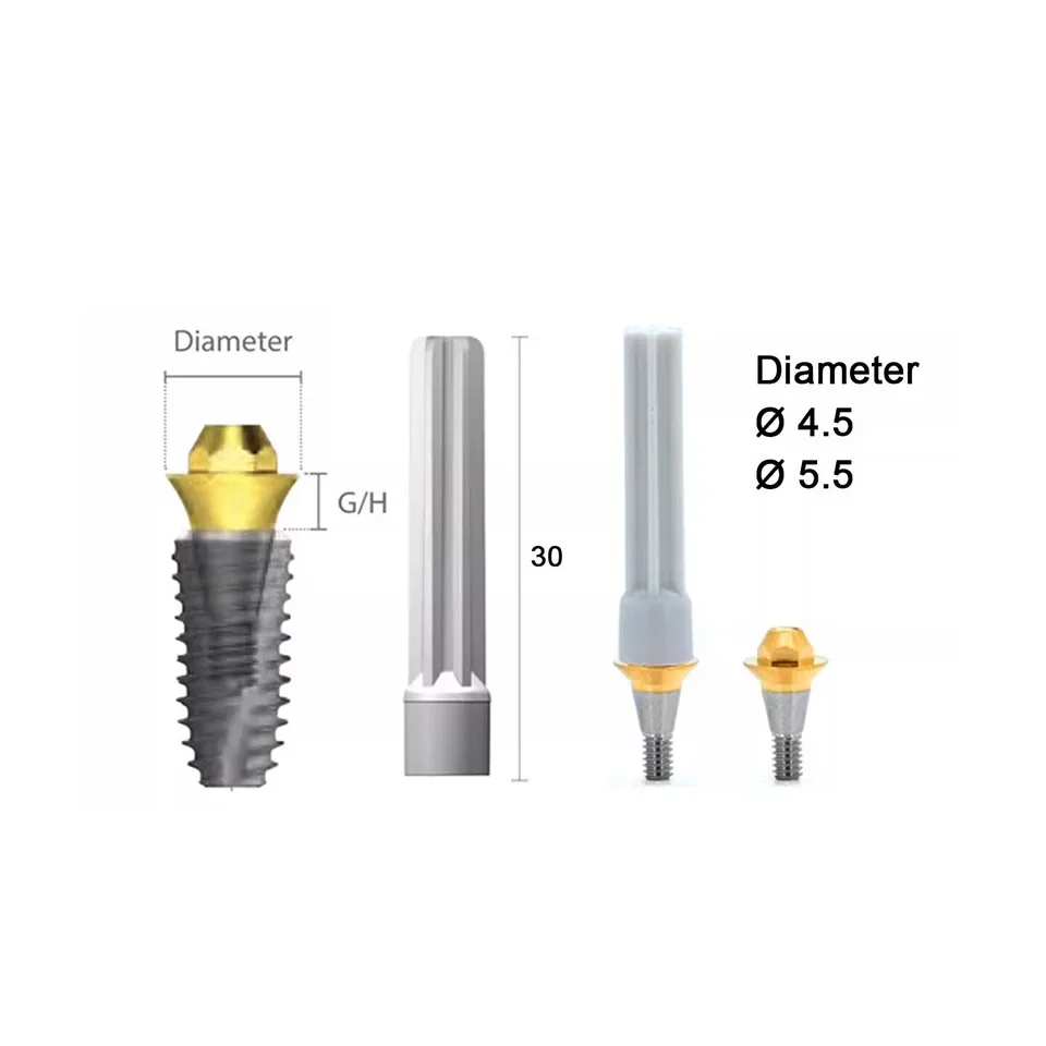 10Pcs Dental Multi Unit Straight Abutment Compatible With Dentium Fixtures Pure Titanium Gingival Cuff Restoration Tool Supplies