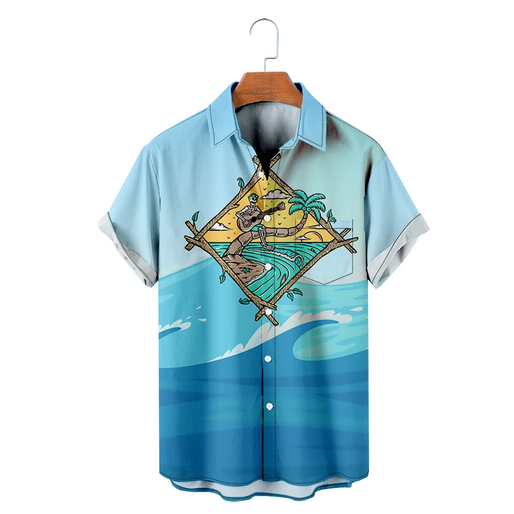 

Men's Hawaiian T-Shirt Y2K Hombre Fashion Shirt Hawaiian Skull 3D Print Cozy Casual Short Sleeve Beach Oversized Clothes 13