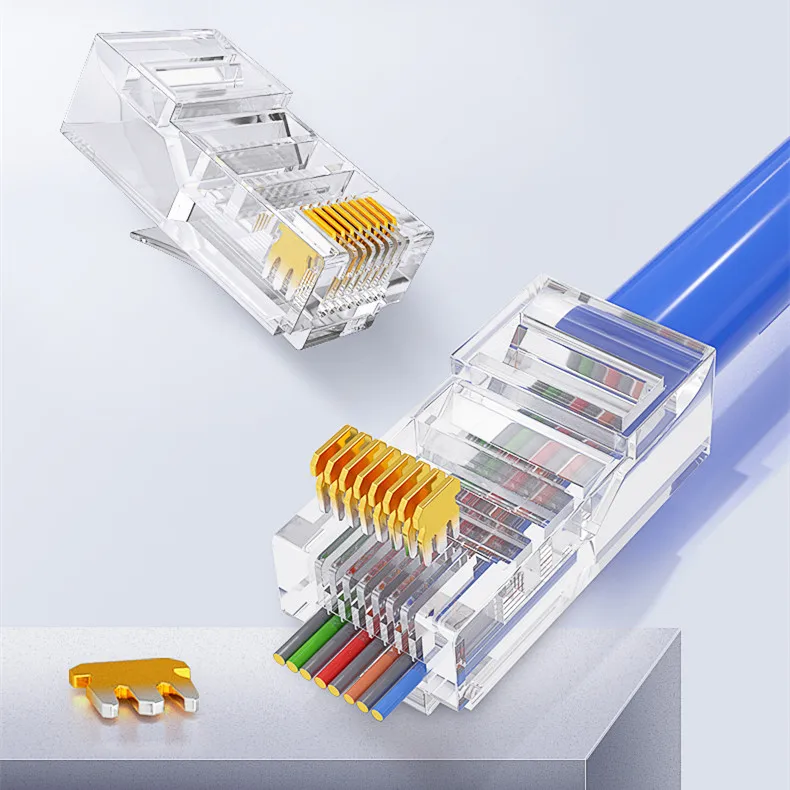 Geperforeerde Rj45 Connector Cat5e Cat6 Connector Netwerk Unshielded 8Pin Modulaire Utp Rj45 Stekkers