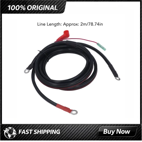 2m Copper Battery Power Cable Built in Fuse Anti Corrosion High Conductivity for Yamaha Parsun Powertec 15-85HP Outboard Motor
