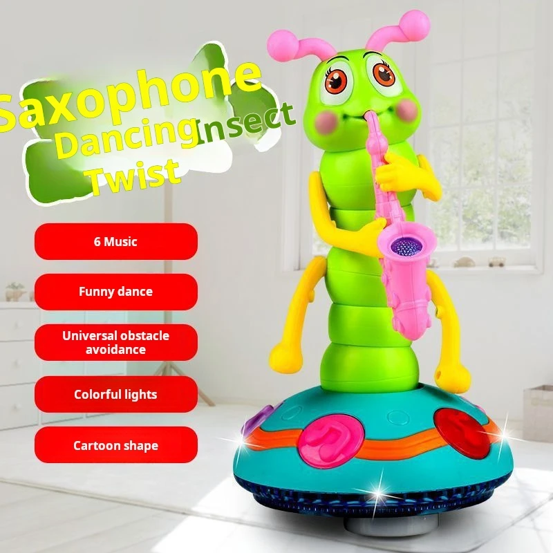 Jouets électriques-caterpillars électriques peuvent chanter danser jouer musique pour enfants Iight chenille jouer Saxophone mignon compagnon Unive