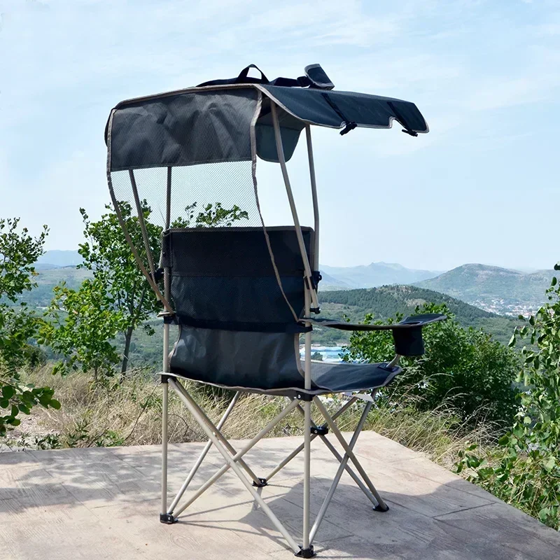 Outdoor Leisure Fishing Folding Chair Camping Summer Beach Nature Sunshade Folding Chair Lightweight Relax Silla Furniture