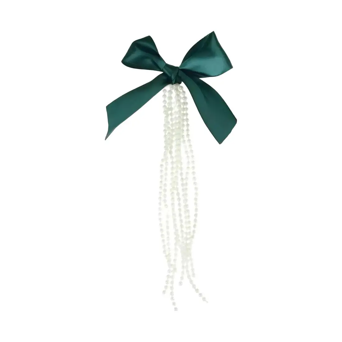 Satin Ribbon Pearl Fringe Bow Christmas Tree Ornament Red Green Black Holiday Decor Seasonal Hanging Accessories For Home Party