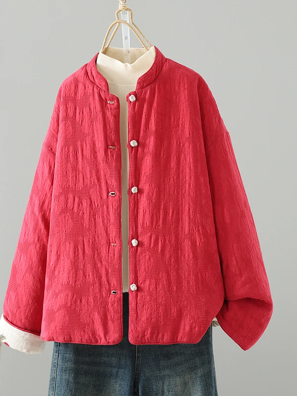Cappotto in cotone di lino con maniche lunghe da donna Jaet in cotone ricamato su entrambi i lati Cappotto lungo con colletto alla coreana cinese