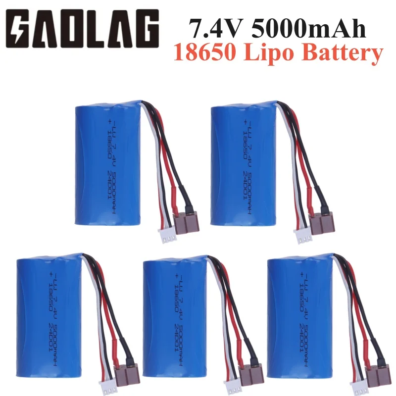 7.4V 18650 5000mAh 30C akumulator Lipo do Wltoys 10428/12428/12423 części do zdalnie sterowanego samochodu akumulator 7.4v do Wltoys144001 A959-B