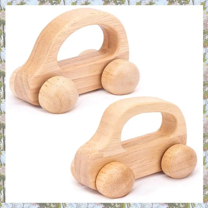 T84C-2 Stuks Baby Houten Auto Vroege Onderwijs Baby 0-6-12 Maanden Peuter 1-3 Jaar Oud Hout jongens Neutraal Decor