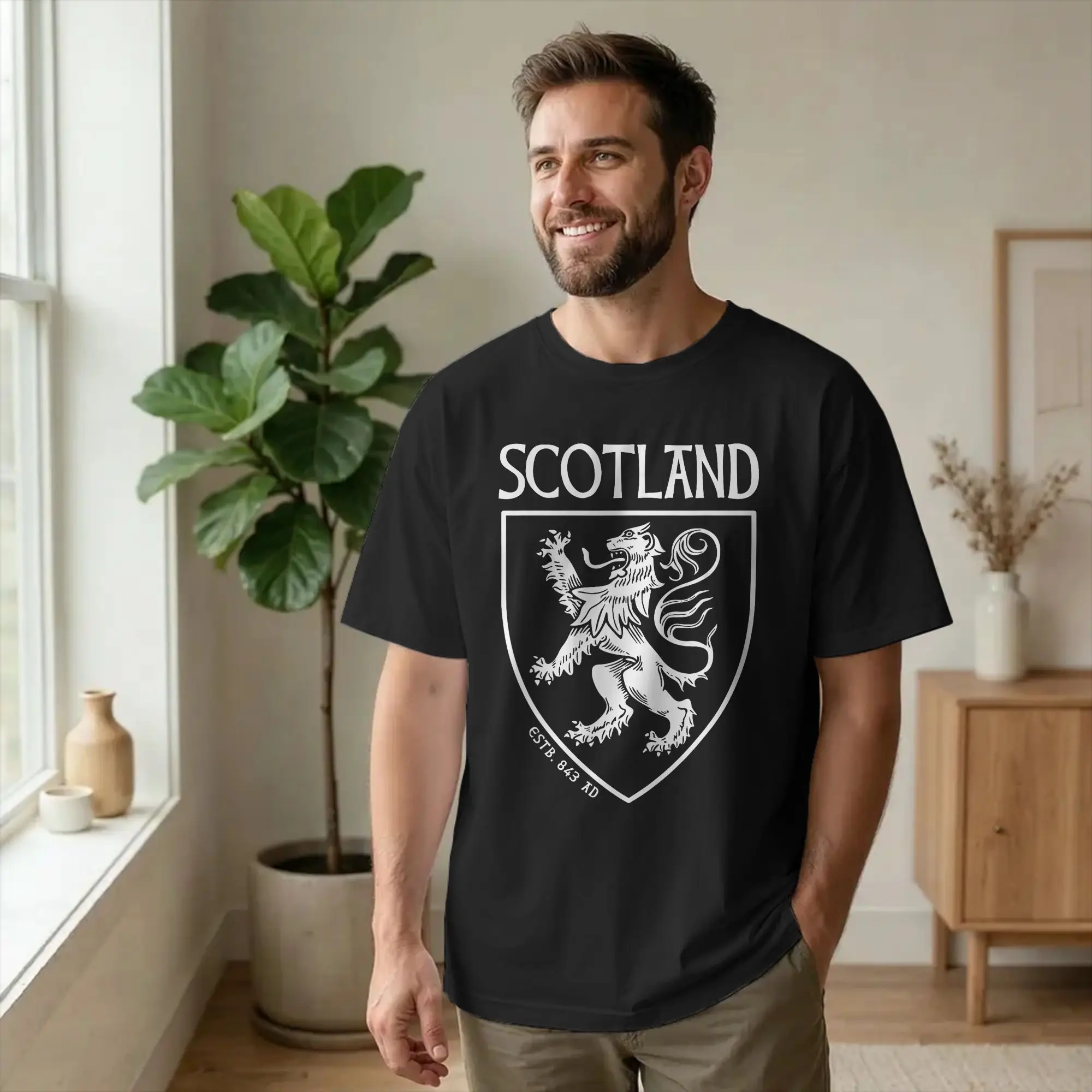Scotland History Scottish Flag Rampant Lion T-Shirt for Men Cotton Tee Shirt Crew Neck Short Sleeve T Shirts 4XL 5XL 6XL Clothes view 2