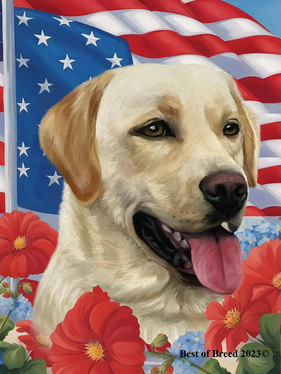 Yellow Labrador - Best of Breed All-American Patriotic I Garden Flag