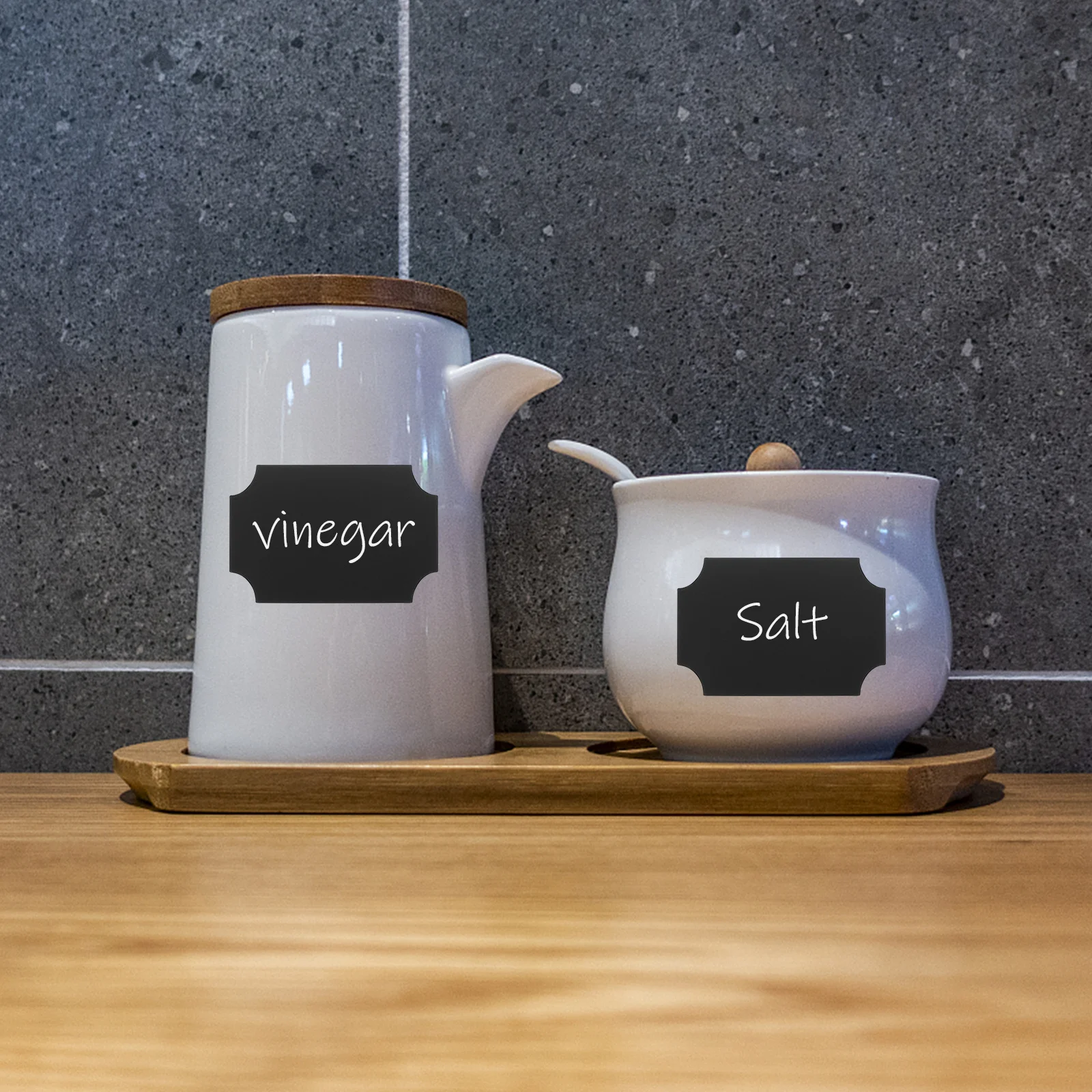 

20 Sheets Writable Label Stickers Blackboard Style Self Adhesive Name Tags for Jar Spice Organization Home Store Classification