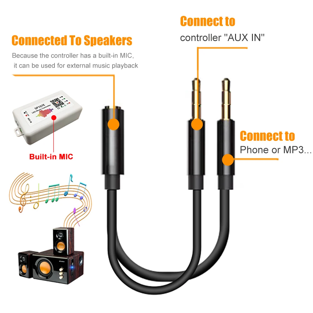 SP107E Led Controller RGB Music Bluetooth Smart Control 960 Pixels DC5-24V For WS2811 WS2812B SK6812 WS2813 WS2815 Lights Strip