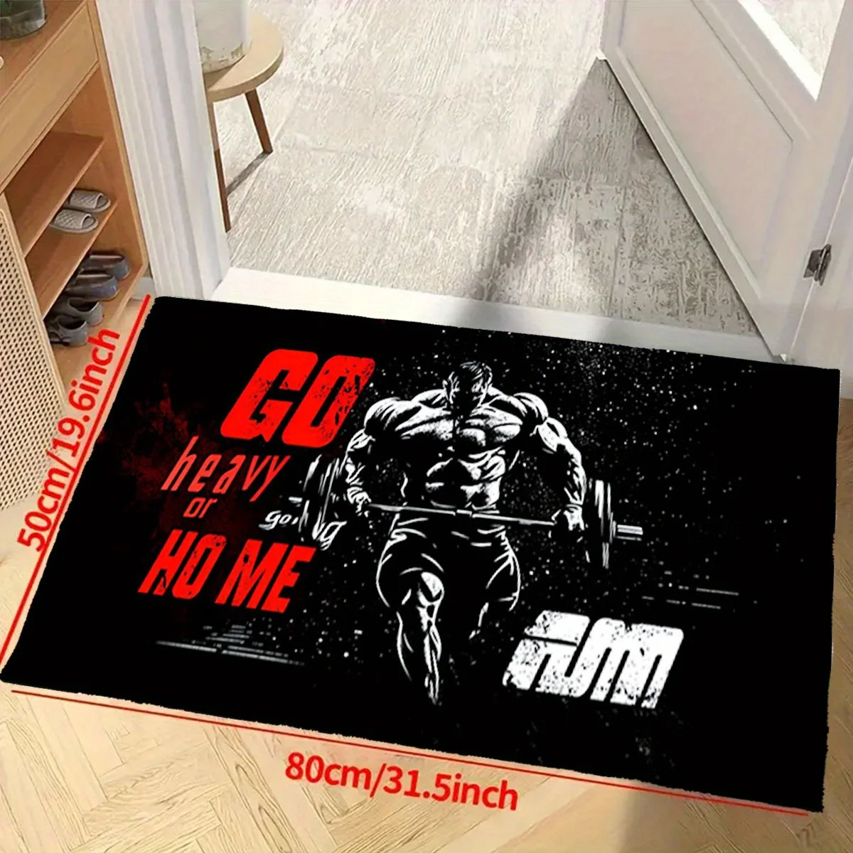 Luxury Gym Entrance Doormat Rug Fitness Workout Mat for Weightlifting Motivation Strength Workout Gift for Men Home Decor Man