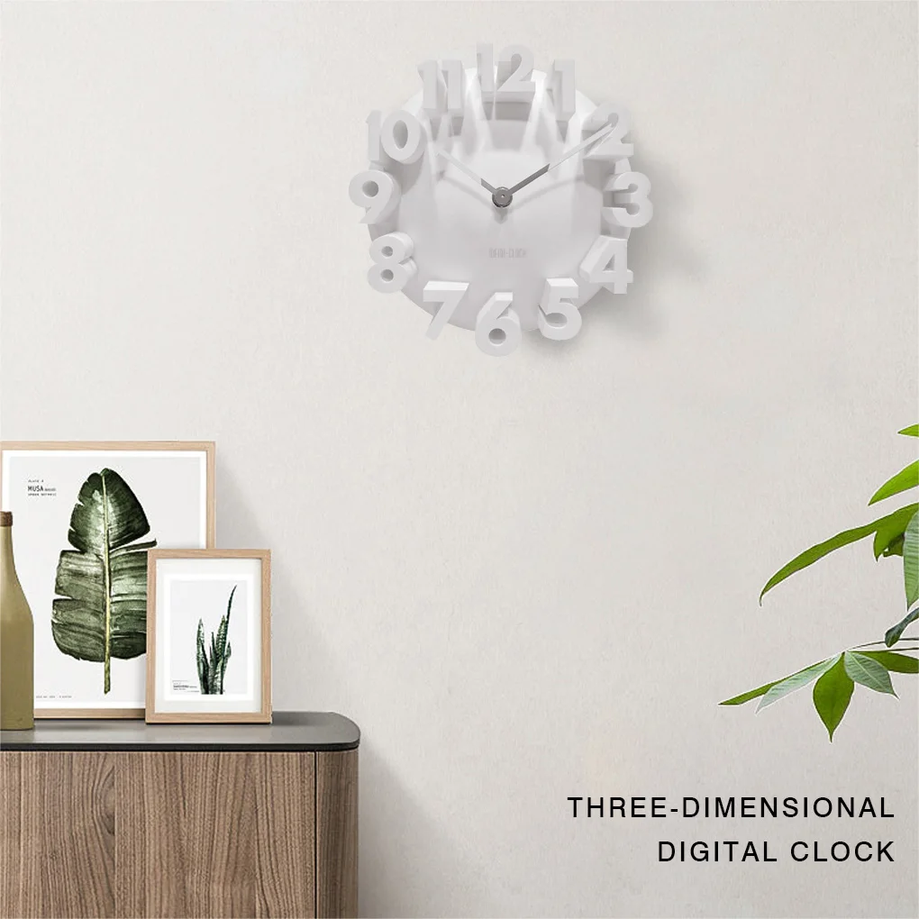 Clock Pointer 3D Number Wallclock Home Office Wall Clock Decoration DIY Gift Supplies, Black