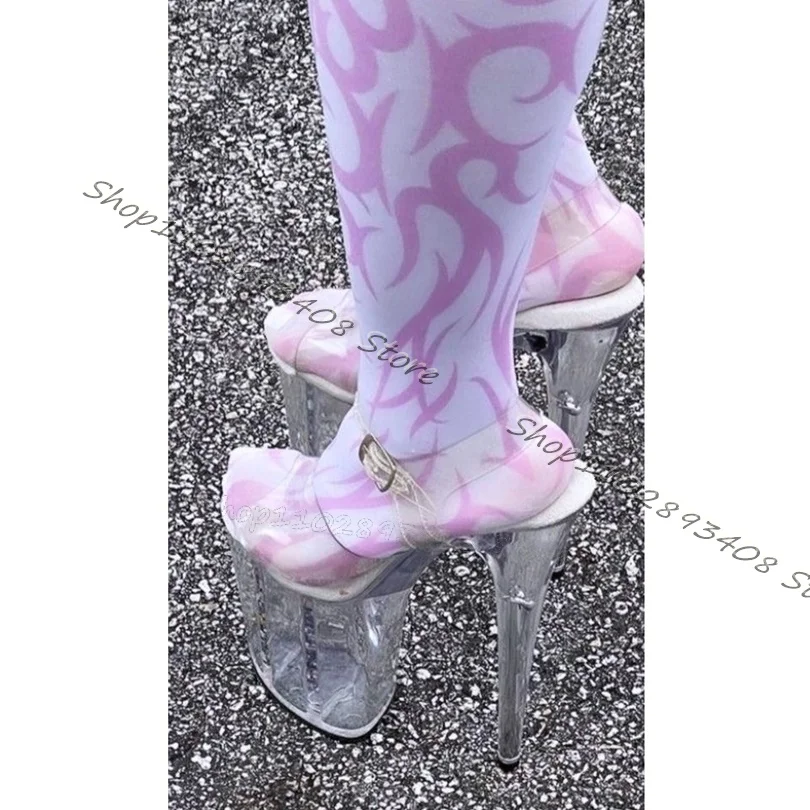 

Clear PVC High Platform Sandals Ankle Buckle Solid Simple Style Shoes Stiletto High Heels Sexy Women Sandals Zapatos Para Mujere