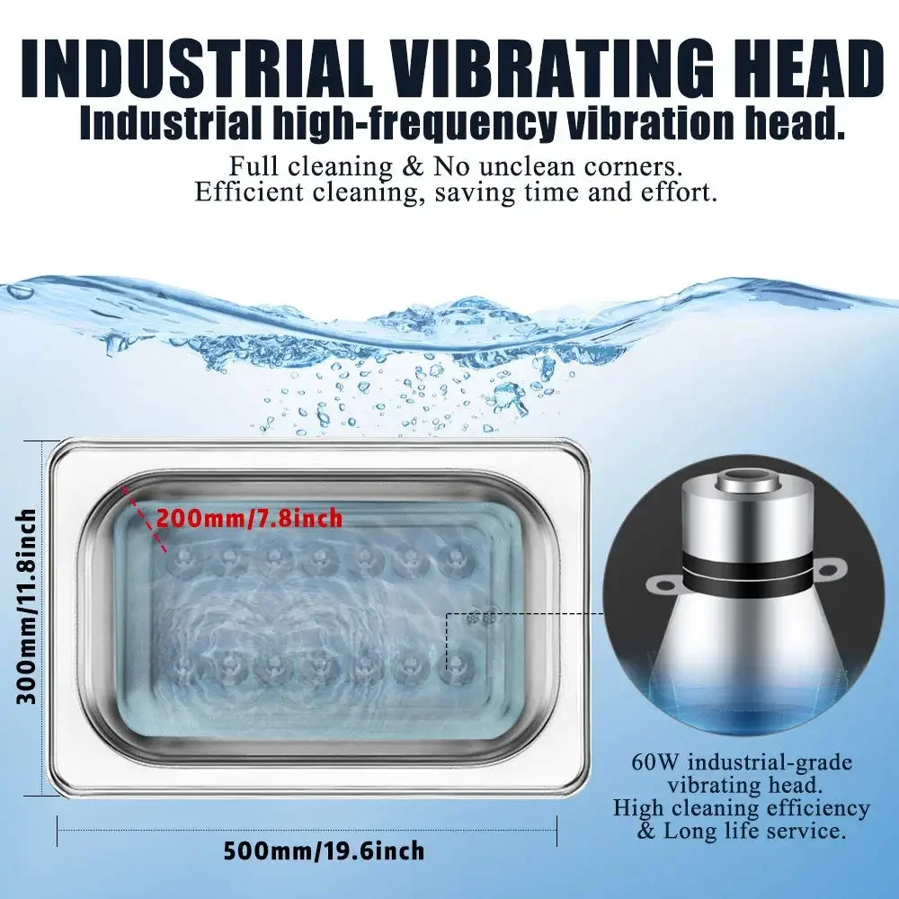 30L/8Gal 600W Industrial Ultrasonic Cleaner Machine with 304 Stainless Steel and Digital Timer Heater for Wrench Tools In