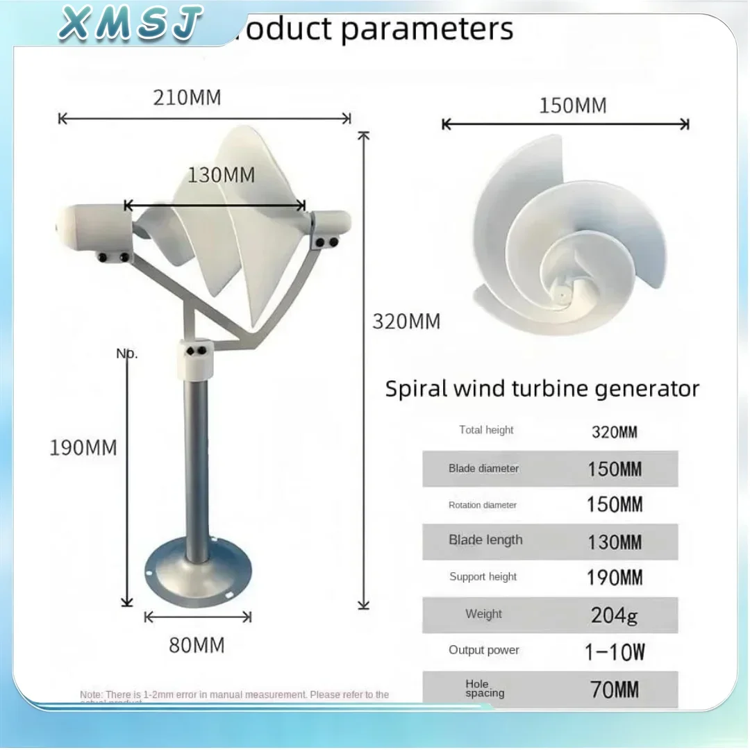 10W Micro Helical Wind Turbine Generator - Permanent Magnet Generator - Wind Turbine Model Breeze Start with LED Light