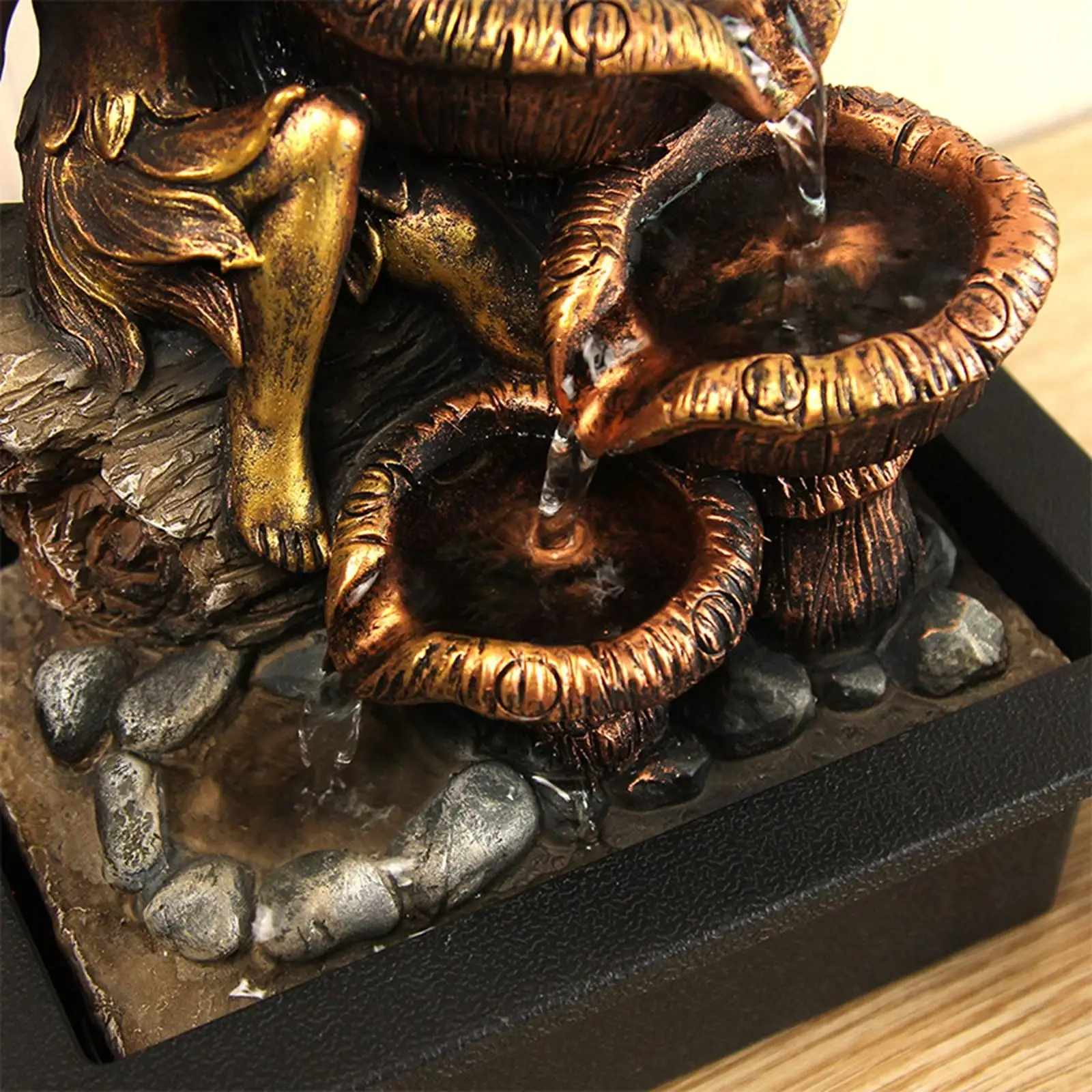 Desk Fountain Statue Modern Resin Plastic Indoor Water Feature Relaxing Table Fountain for Home Office Decor