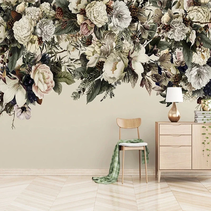 Custom Photo Pastoral Retro Floral Flowers Bedroom Living Room Sofa TV Background Wall Home Decoration Mural Wallpaper Tapety 3D