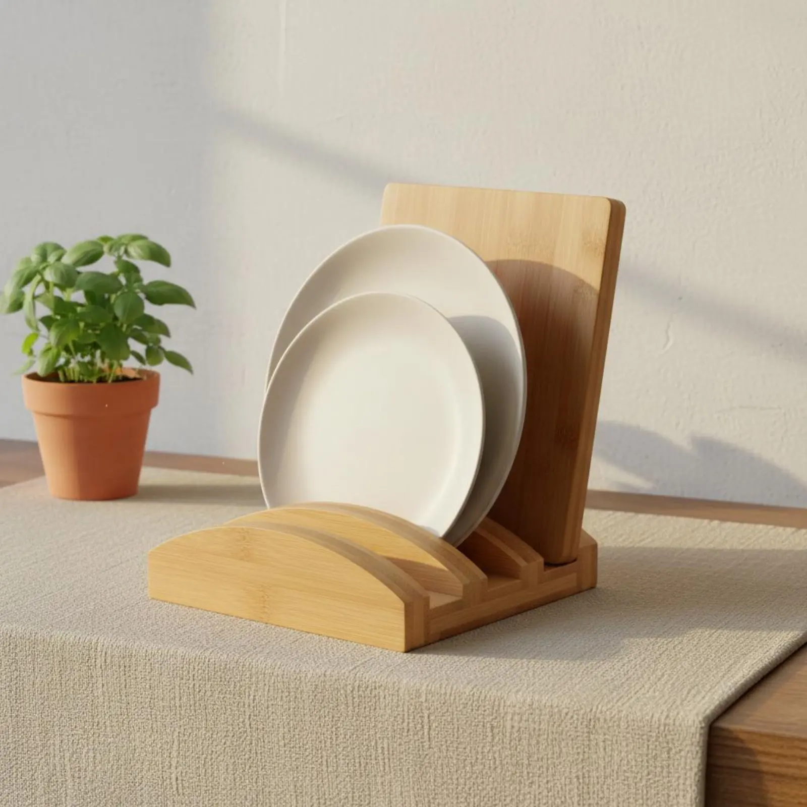 Bamboo Cutting Board Holder Multi-Functional Slotted Kitchen Stand Household Storage Minimalist Design for Countertop