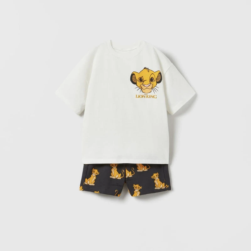 Simba patrón niños ropa chándales 2025 ropa de verano camiseta de dibujos animados trajes casuales niños camisetas de manga corta + Pantalones cortos