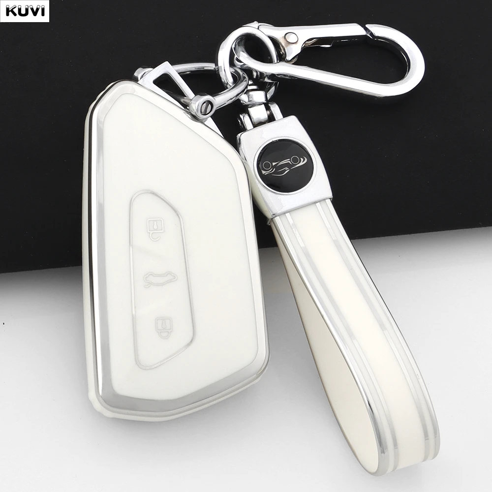 حافظة مفاتيح ذكية للسيارة من البولي يوريثان لسيارة VW Volkseagen Golf 8 MK8 ID.3 ID.4 Cupra Skoda Octavia A8 SEAT Leon MK4 2021 Formentor Tarraco #4