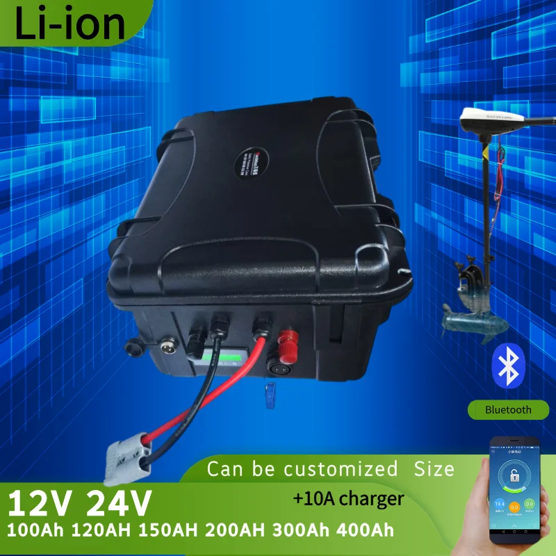 12V 24V 100Ah 120AH 150AH 200AH 300Ah 400Ah Li-ion lithium iron phosphate battery pack bluetooth BMS for boat solar system