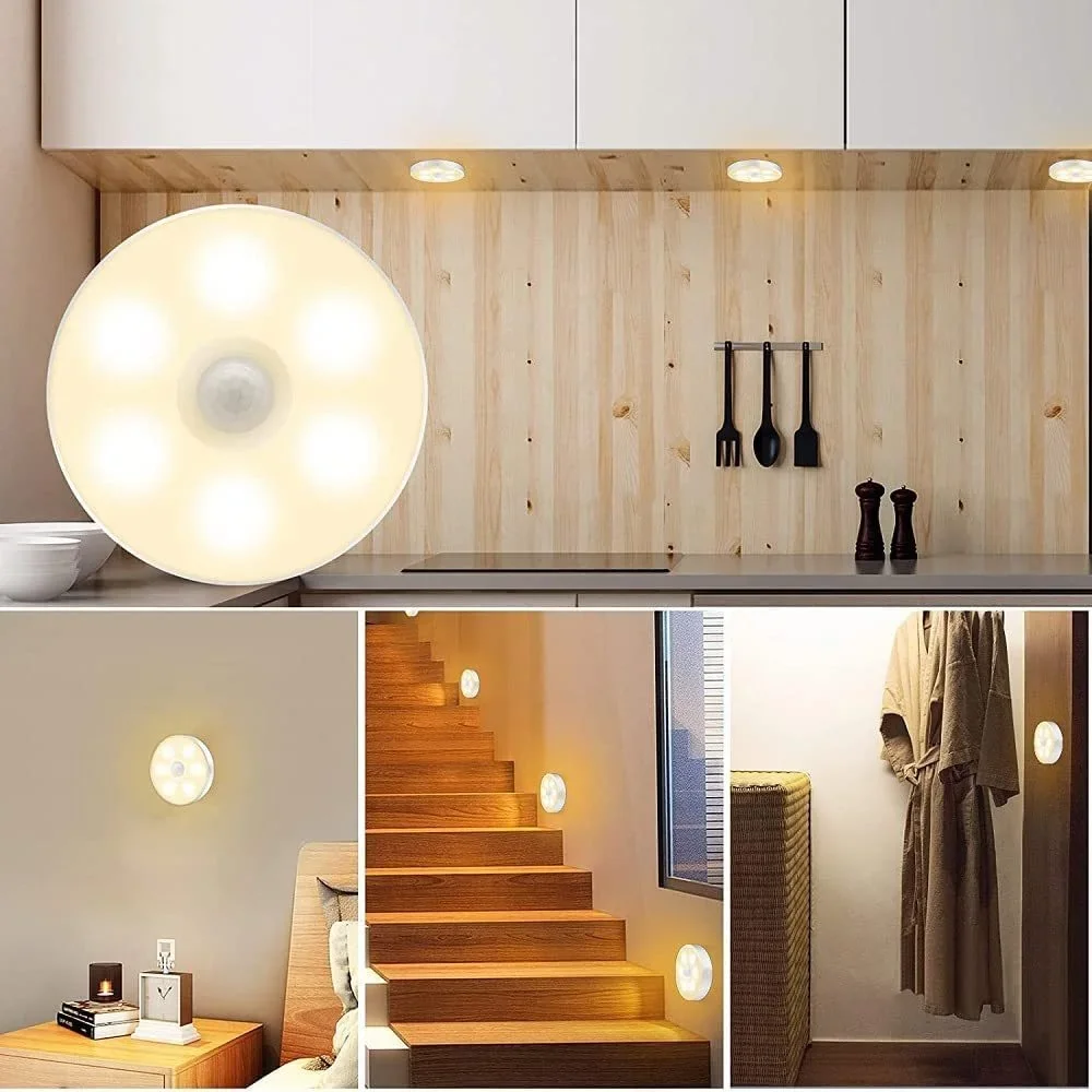 Motion Sensor Light Cordless Battery-Powered LED Night Light Closet Light Stair Lights Wall Lights for Hallway Bedroom Kitchen