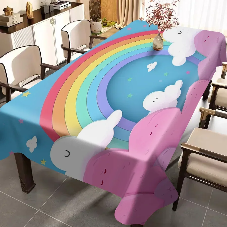 JIT, 1pc / Rainbow-striped tablecloth background decoration for June Festival party, cute tablecloth arrangement, YZB