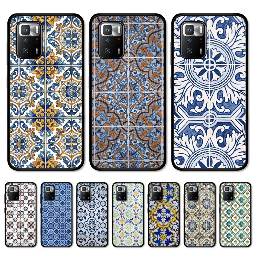 Portuguese Glazed Tiles Phone Case For Redmi Note 4 X 5 A 6 7 8 T 9 9S 10 11 11S 11Epro Poco M3 Pro