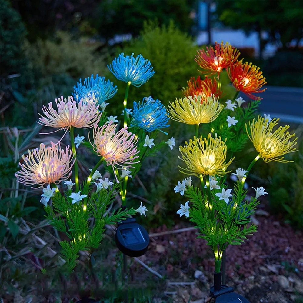 

Солнечные светильники-колышки в форме цветка паучьей лилии, водонепроницаемые, для декора сада, дома, кемпинга и свадеб