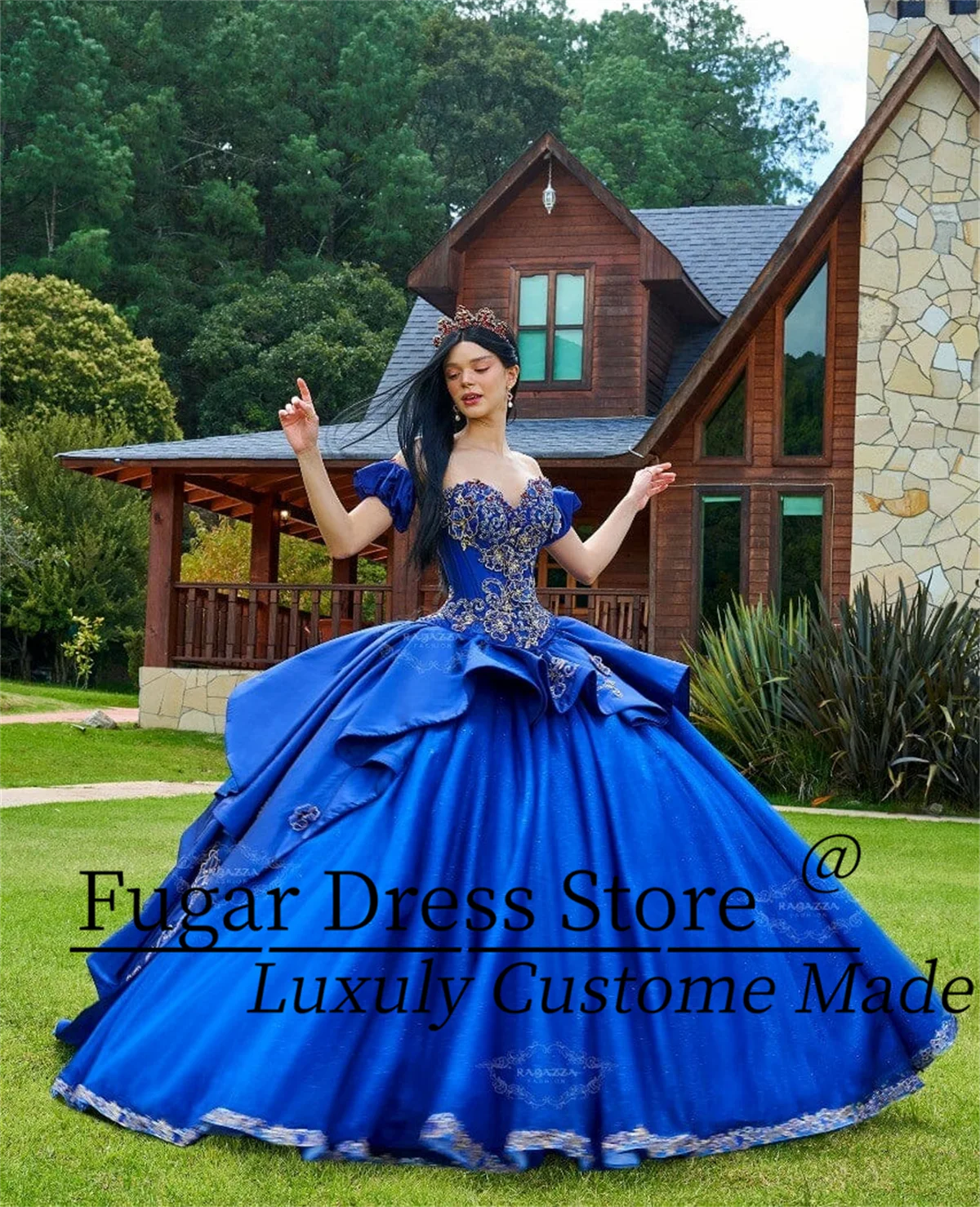 Royal Blue Snow White Sweetheart Ball Quinceanera Fashion Strapless long skirt Beaded Sweetheart Corset vestidos para niñas