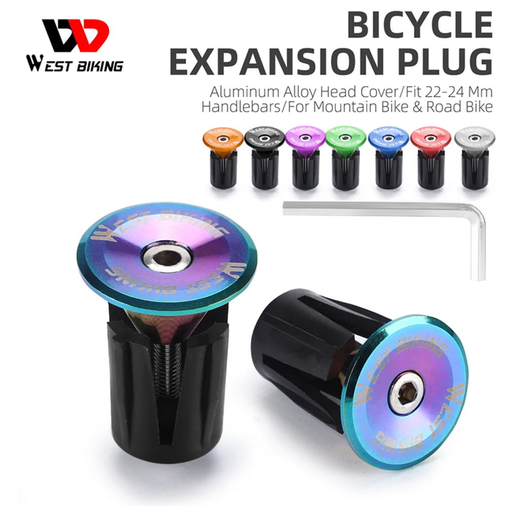 WEST BIKING Bicycle Handlebar End Plugs Aluminum Alloy For MTB Mountain Bike Road Cycling Handle Bar Grips Cap 22-24mm