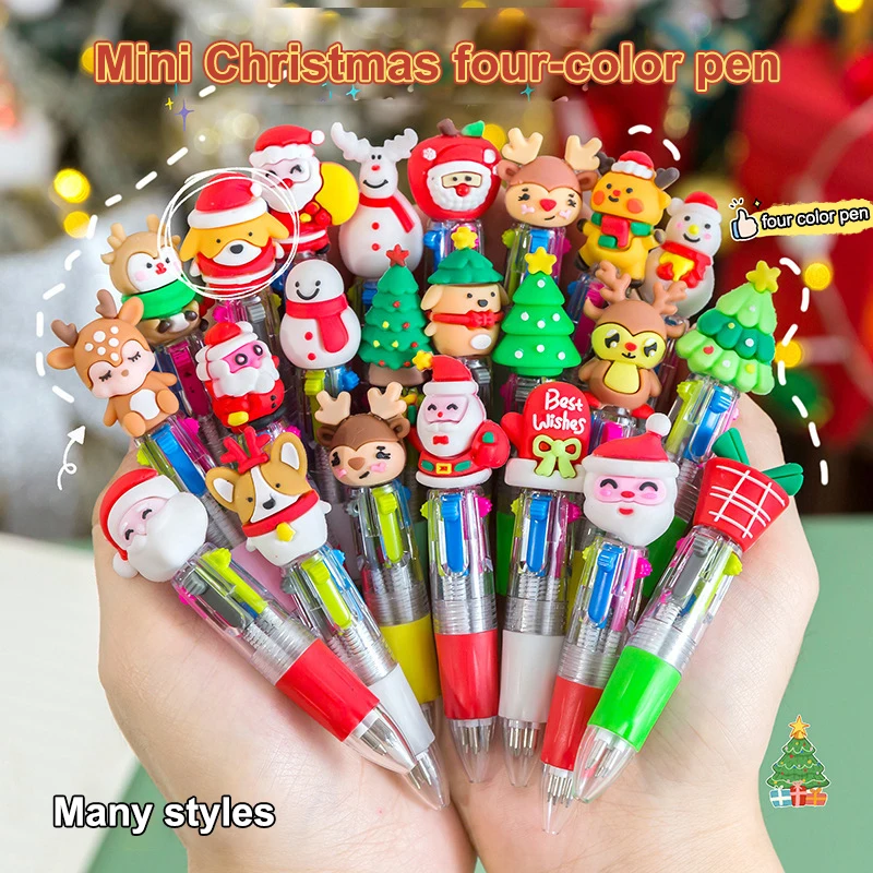 

"5Set Festive Mini Ballpoint Pen in 4 Colors Charming Santa & Elk 6 Color Extendable Pen Student Equipment