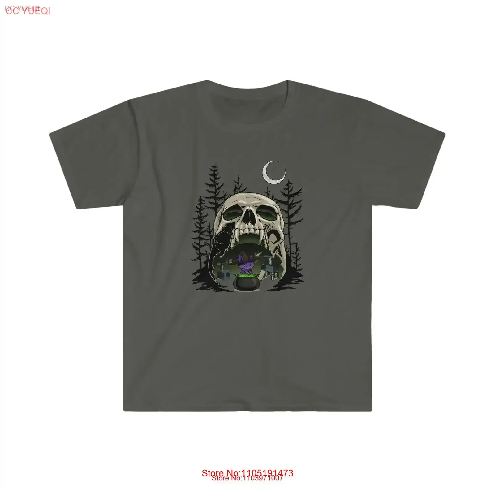 

Witch Cat Forest Softstyle T Shirt vintage Washed Versatile homme Stylish Slightly graphic Soft Top For Everyday Wear fashion