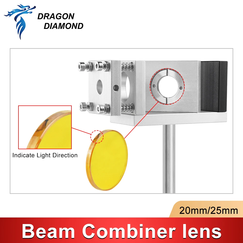 CO2 레이저 빔 결합기 렌즈 직경 20mm 25mm, CO2 레이저 조각 절단기, 광 경로 조정, 레이저 가시화