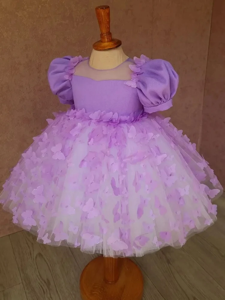 Mode Baby Meisje Prinses Vlinder Tutu Jurk Poff Mouw Kind Tule Vestido Verkiezing Feest Verjaardag Baby Kleding 1-12y