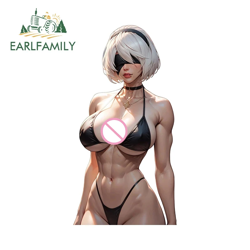 EARLFAMILY Nier2b Bikini Sex Car Stickers Cool Amusing Anime Decals Occlusion Scratch 3D Scratch-Proof Waterproof Accessories