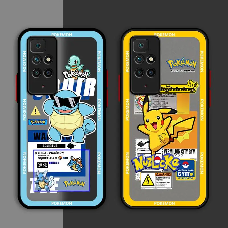 Matte Case For Xiaomi Redmi Note 11 Pro 12 10 9S 12C 8 10A 10C 7 8T Silicone Soft Phone Cover Hot Cool Pokemon Pikachu