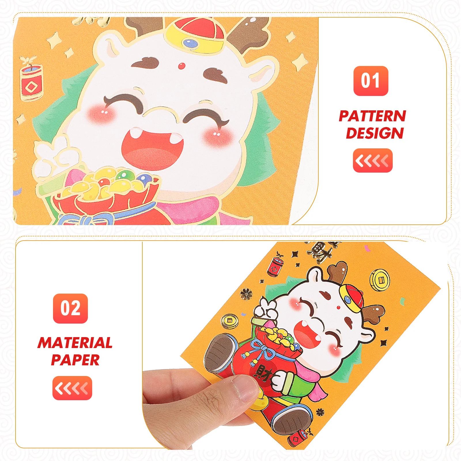 

30Pcs Chinese New Year Red Envelopes Dragon Pattern Money Envelopes Spring Festival Cash Red Packets Chinese New Year Envelope