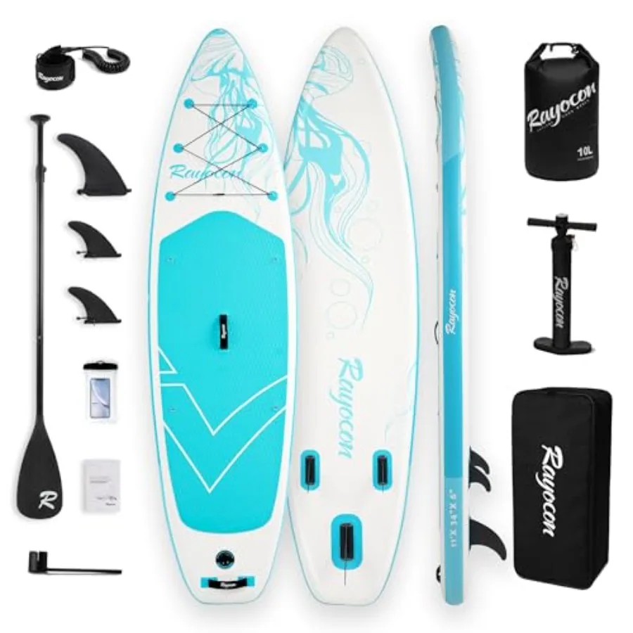 Inflatable Stand Up Paddle Board 11'×34 for outdoor water sports, military-grade dual-layer PVC, gray/black, ultra-stable extra