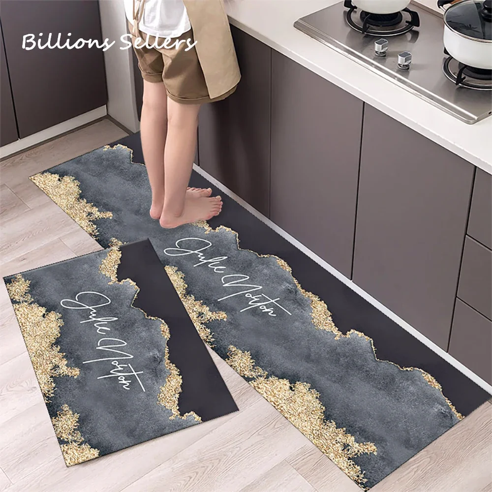 Marble Kitchen Rug Hallway Entrance Doormat Home Living Room Children Bedroom Floor Decor Carpet Bathroom Door Non-Slip Foot Mat