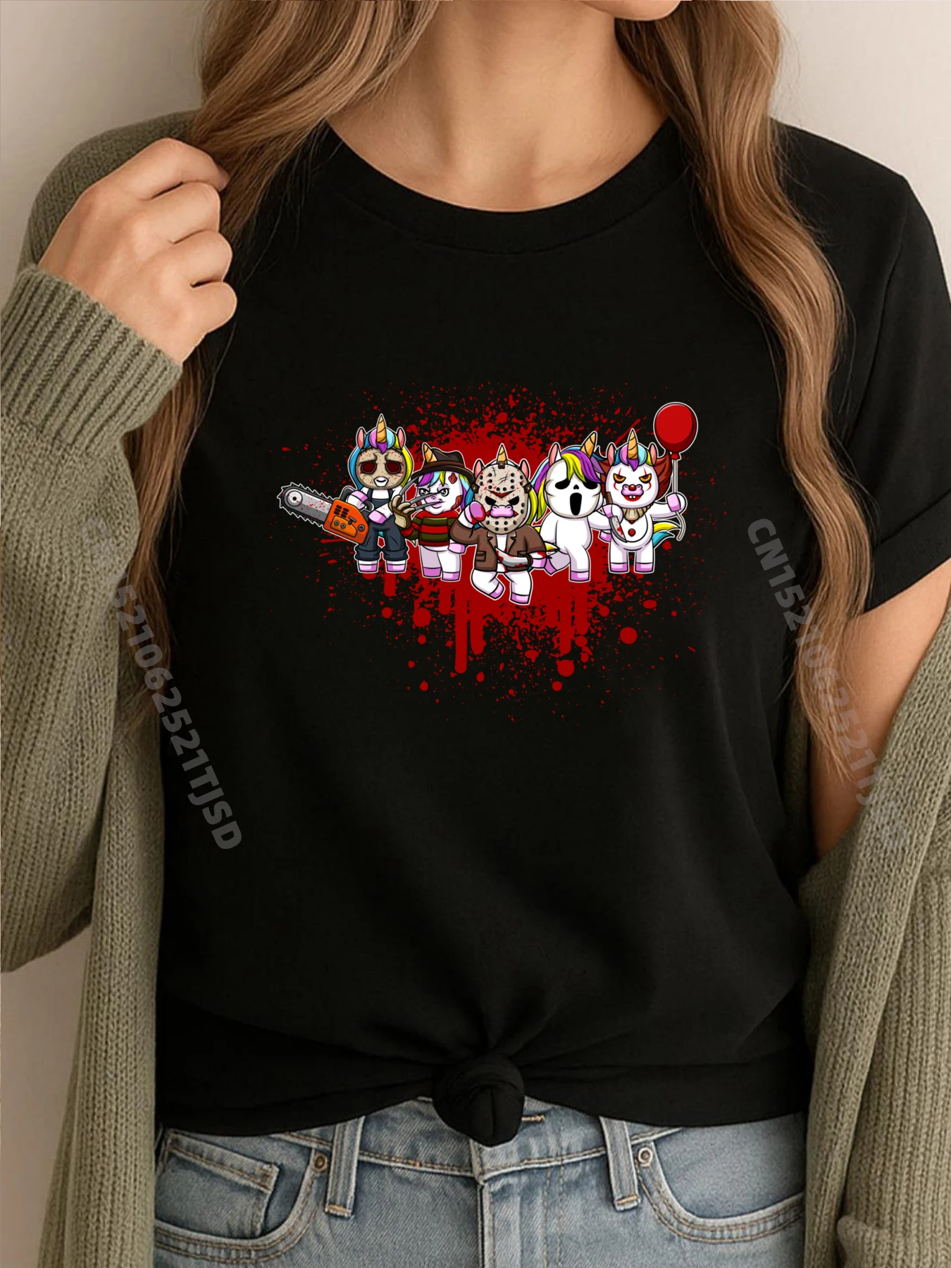 

My Little Horror Crew Halloween Unicorn Plain T Shirts Wholesale Spring Band Tshirts Alphabet