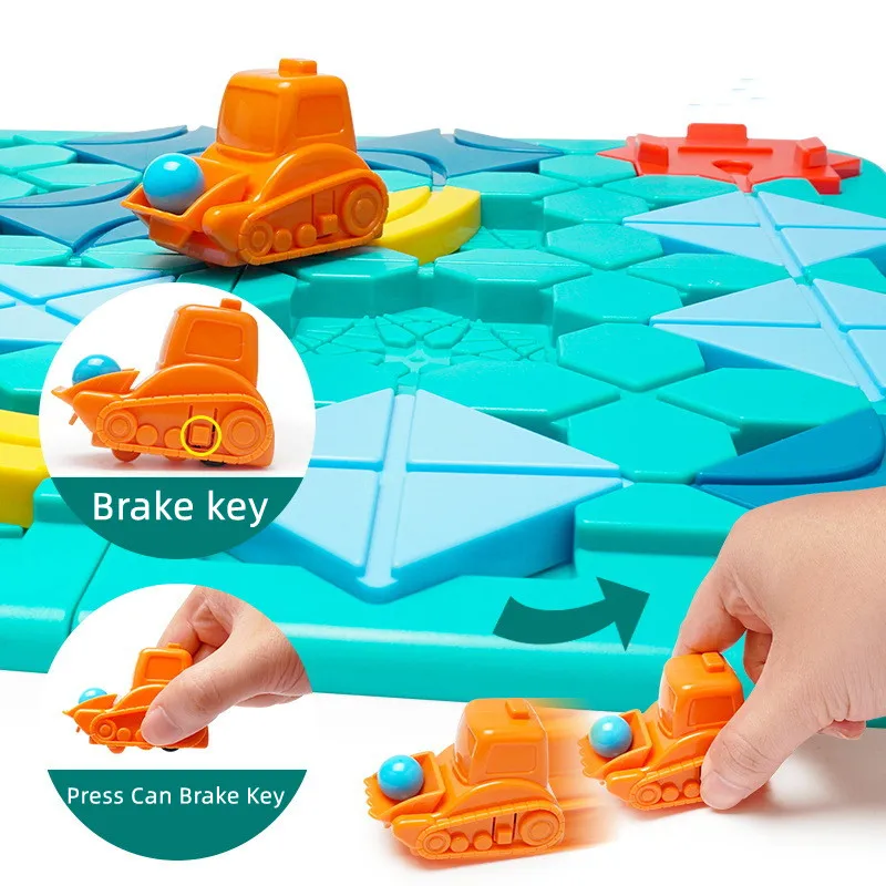ของเล่นเสริมพัฒนาการเด็ก ชุดต่อรางรถ ปริศนาสร้างถนน ชุดเกมทดสอบทักษะ สร้างจุดตรวจ ของเล่นเกมเขาวงกตแบบอินเทอร์แอคทีฟสำหรับครอบครัว ของขวัญ