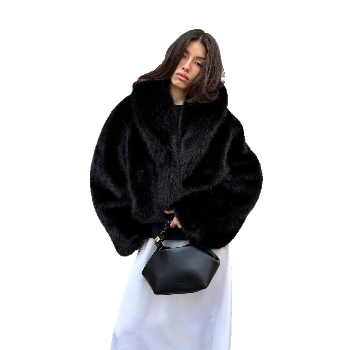 

Cross-border imitation fur jacket fur coat autumn and winter green fruit collar environmentally friendly fox fur jacket clothes