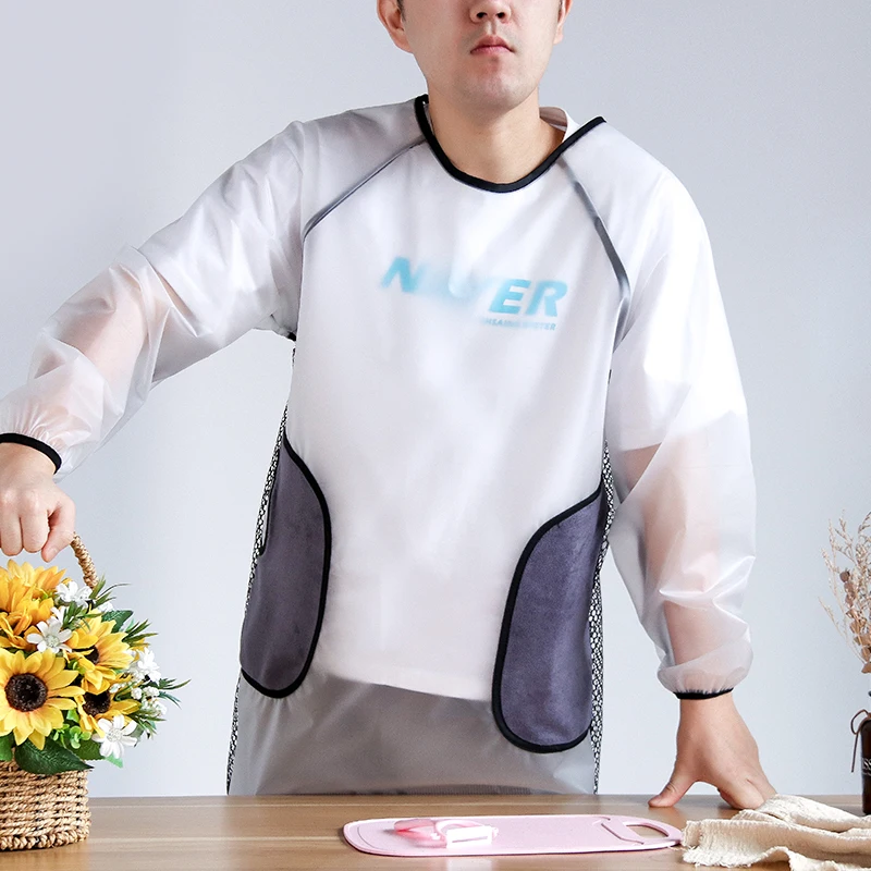 Transparent Overalls Long Sleeved Aprons, Hands Wiping, Waterproof, Household, Kitchen, Cooking, Dishes, Washing, Work Clothes