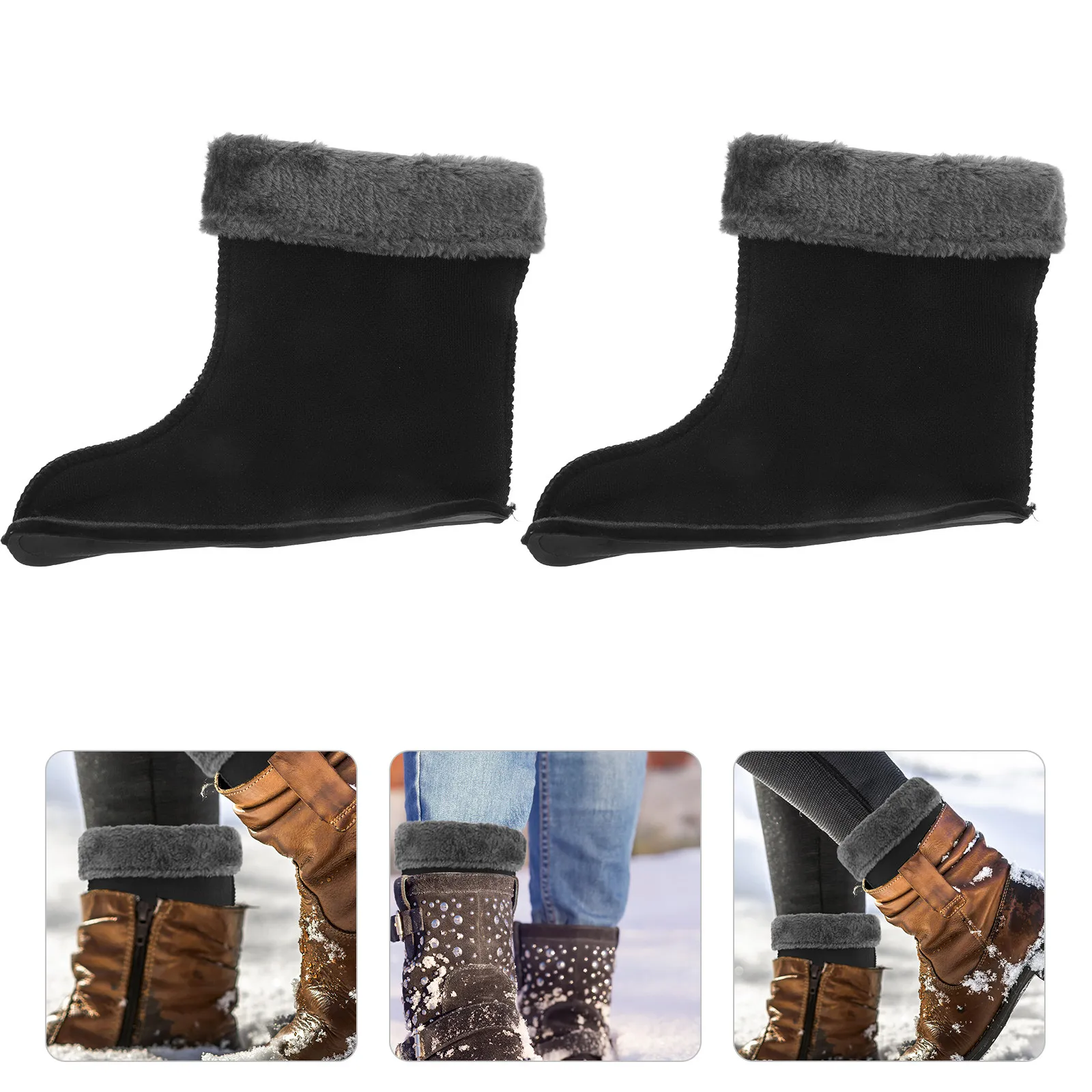 

1Pair Thick Fleece Boot Liners for Women Men Winter Rain Boots Thermal Insulated Liner Socks Cold Weather Hiking Snow Boots