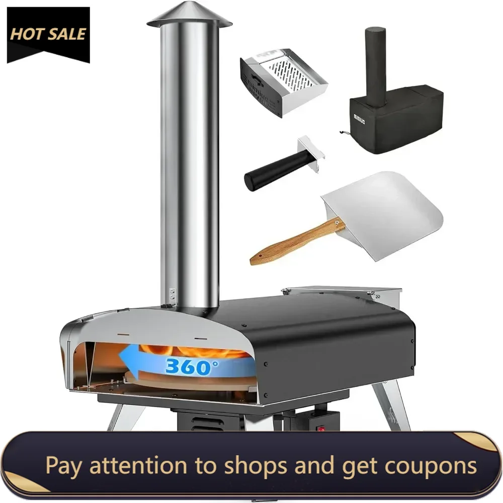 

Outdoor Pizza Oven Wood Pellet Fired Pizza Stove With Automatic Rotating System Cut Pizzas Accessories Kitchen Decor Shelter Bar