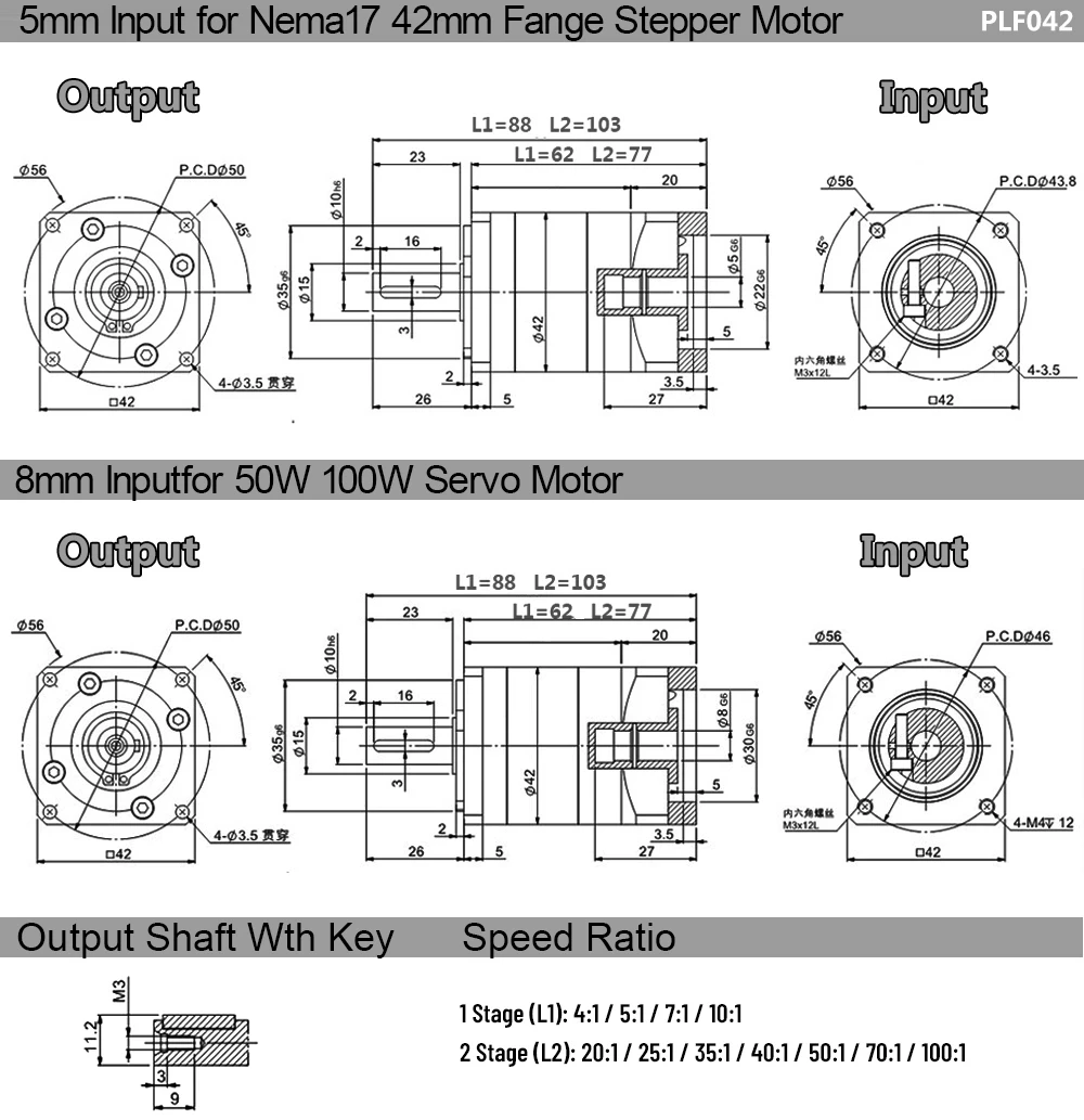 Imagem -06 - Nema 17 Caixa de Engrenagens Planetária 50w 100w Servo Motor Gear Head Velocidade Reducer Ratio 4100:1 para Nema17 Stepping Motor ou Servo Motor 40