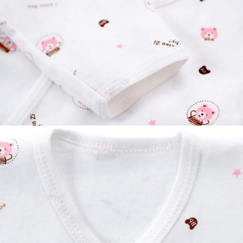 2PCS Infant Baby Cotton Underwear Sleepwear Boys Girls Breathable Cartoon Animal Pattern V-neck Long Sleeved Outfits 0-3M